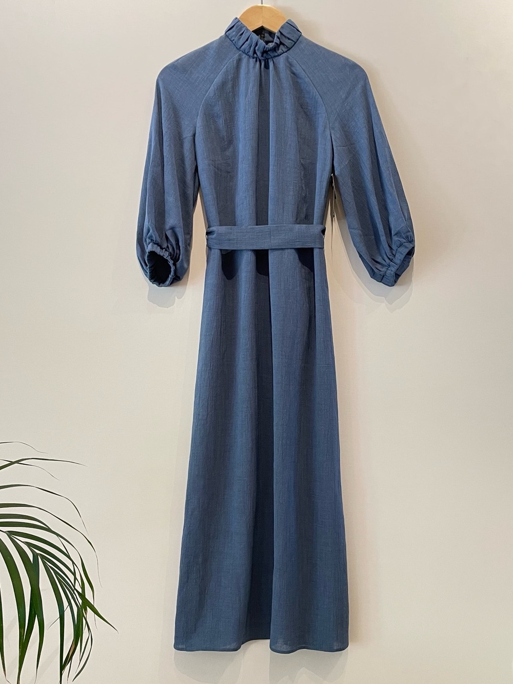 Cefinn Blue Funnel Neck Maxi Dress NWT